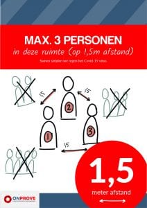 Max 3 personen in deze ruimte